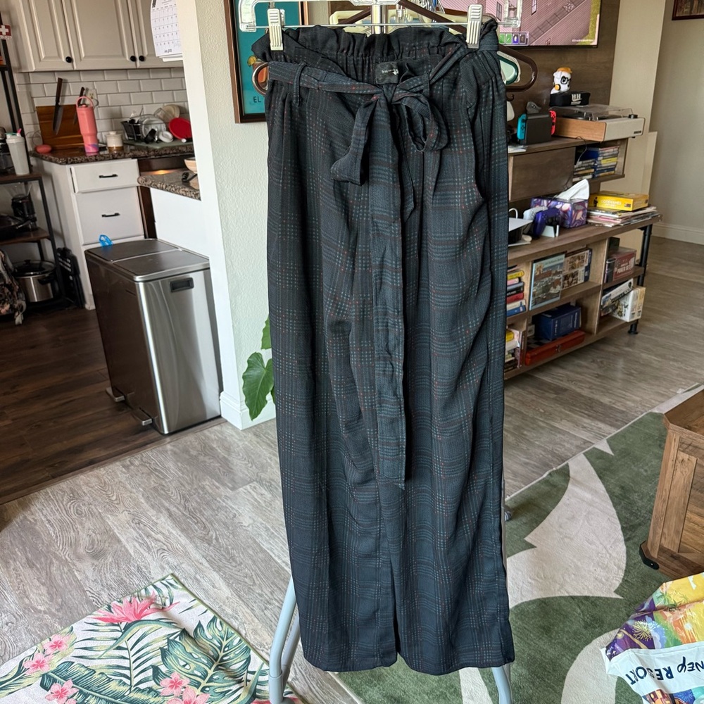 Plaid High Waisted Wide-Leg Pants